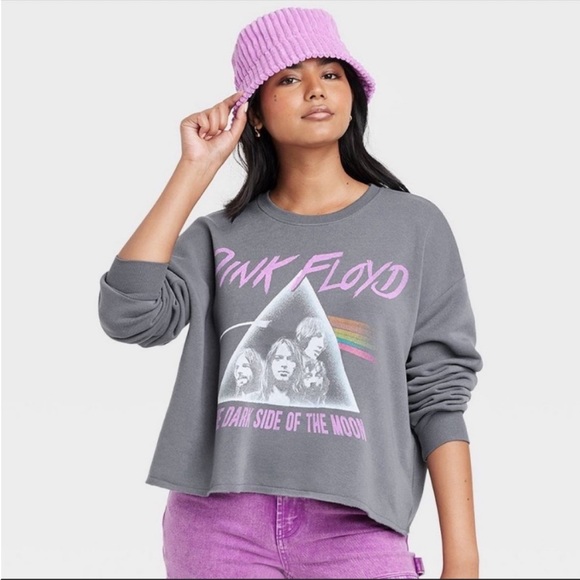 NWOT Pink Floyd Oversized Cropped Graphic Sweatshirt Size Large - Picture 4 of 11